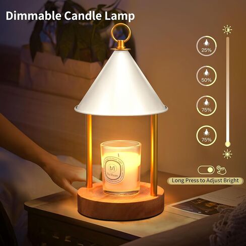 Candle Warmer Lamp,with Timer and Dimmable Flameless Scented Candle Wax Warmer,Bi Metal Shade Anti-scald Design Electric Candle Melter for Jar Candles with 2 Bulbs for Home Decor and Gift-Black in Saudi Arabia