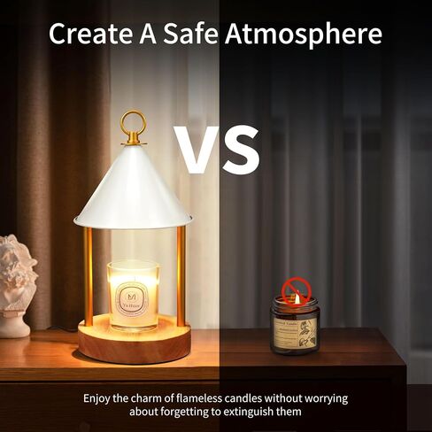 Candle Warmer Lamp,with Timer and Dimmable Flameless Scented Candle Wax Warmer,Bi Metal Shade Anti-scald Design Electric Candle Melter for Jar Candles with 2 Bulbs for Home Decor and Gift-Black in Saudi Arabia