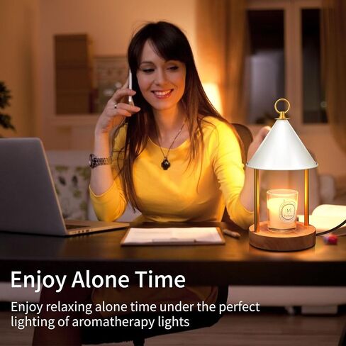 Candle Warmer Lamp,with Timer and Dimmable Flameless Scented Candle Wax Warmer,Bi Metal Shade Anti-scald Design Electric Candle Melter for Jar Candles with 2 Bulbs for Home Decor and Gift-Black in Saudi Arabia