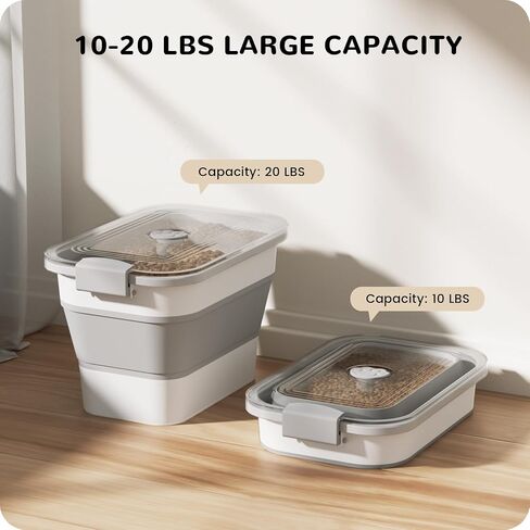 A-LuGei 20Lbs Collapsible Dog Food Storage Container,【Easy to Move】 Pet Food Container with Attachable Casters,【Keep Dry Food Fresh】 Cat Treart Container with Clear Airtight Lid and Measuring Cup in Saudi Arabia