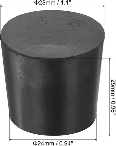 MECCANIXITY Rubber Tapered Plug 28mm to 37mm Solid Test Tubes Bungs Stopper Black for Lab 6 Pieces in Saudi Arabia