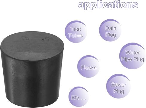 MECCANIXITY Rubber Tapered Plug 28mm to 37mm Solid Test Tubes Bungs Stopper Black for Lab 6 Pieces in Saudi Arabia