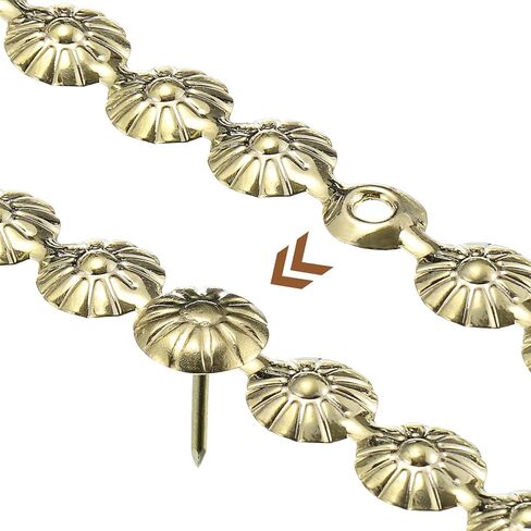 uxcell 15Pcs Upholstery Tacks Strips, 1Meter Flower Decorative Nail Trims for Sofa Headboard Chair Furniture with Upholstery Nails (11mm Gold) in Saudi Arabia