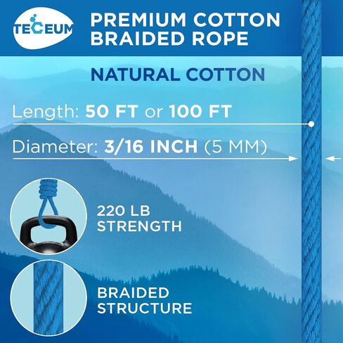 TECEUM Macrame Cord – 3 mm x 100 yd – All-Purpose Natural Cotton 3 ply Macrame Rope – for Decor, Wall Hanging, Plant Hangers, Crafts, Gardening, Knitting, DIY Project, Indoor & Outdoor Use – Natural in Saudi Arabia