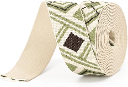 1.5 Inches Bohemian Style Cotton Poly Webbing Strap, Trim Sewing Twill Ribbon Strapping Fabric for DIY Crafts Sewing Supplies Strong Climbing Webbing for Arts, Crafts, Bag Strap (5 Yards) in Saudi Arabia