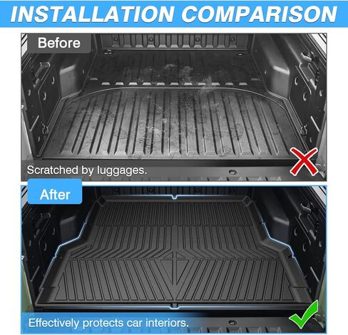 Powerty Truck Bed Mat Compatible with Hyundai Santa Cruz 2022-2024 Accessories 4.3FT All Weather Truck Bed Liner TPE Pickup Bed Mat Black in Kuwait