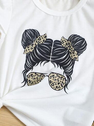 MakeMeChic Girl's Two Piece Summer Outfits Puff Short Sleeve T Shirt Flowy Pleated Wide Leg Pants in Saudi Arabia