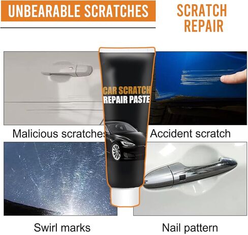 شمع إصلاح الخدوش للسيارة، مزيل خدوش السيارة الجديد 2024، مزيل الخدوش للمركبات، مجموعة شمع تلميع معجون إصلاح خدوش السيارة مع مسح وإسفنجة (قطعتان) in Kuwait