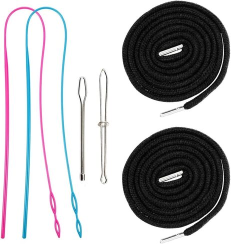 Hoodie String Replacement Drawstring Cord - Hoodie String with Easy Threader for Sweatpants Shorts Pants Jackets Coats (Black&White) in Saudi Arabia