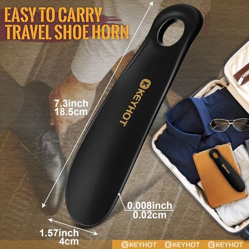 KEYHOT Plastic Shoe Horn Small -9 Inch Shoehorn with Handle - 3 Pack Mini Shoe Horns Short for Kids Shoe Horn Travel (Blue + Black + Grey) in Saudi Arabia
