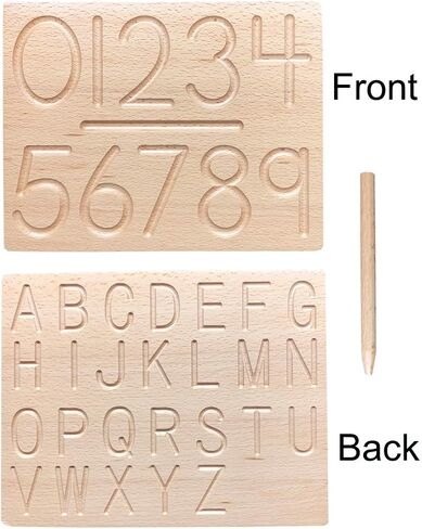 Mfumyy Montessori Alphabet Number Tracing Boards Double Sided Wooden Learn to Write ABC 123 Board Writing Practice Board for Kids Preschool Educational Toy,Homeschool Supplies (ABC+123 Board) in Saudi Arabia