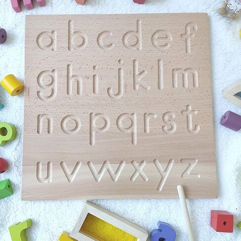 Mfumyy Montessori Alphabet Number Tracing Boards Double Sided Wooden Learn to Write ABC 123 Board Writing Practice Board for Kids Preschool Educational Toy,Homeschool Supplies (ABC+123 Board) in Saudi Arabia