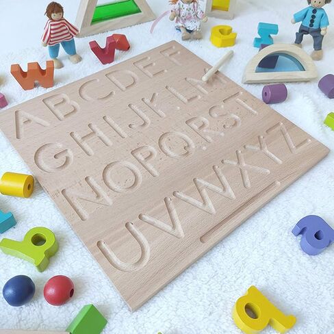 Mfumyy Montessori Alphabet Number Tracing Boards Double Sided Wooden Learn to Write ABC 123 Board Writing Practice Board for Kids Preschool Educational Toy,Homeschool Supplies (ABC+123 Board) in Saudi Arabia