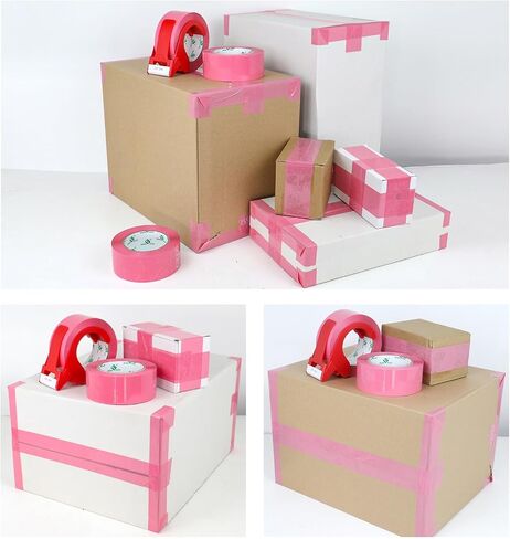 BOMEI PACK Pink Packing Tape with Dispenser, 2.4 Mil 1.88 Inch x 110 Yards, 2 Refills Rolls Color Box Tape for Moving, Shipping and Packaging in Saudi Arabia