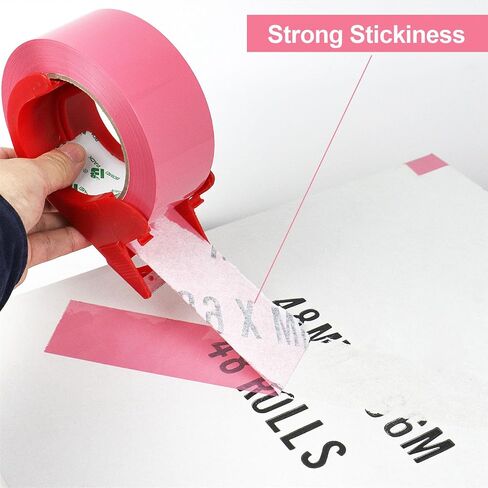 BOMEI PACK Pink Packing Tape with Dispenser, 2.4 Mil 1.88 Inch x 110 Yards, 2 Refills Rolls Color Box Tape for Moving, Shipping and Packaging in Saudi Arabia