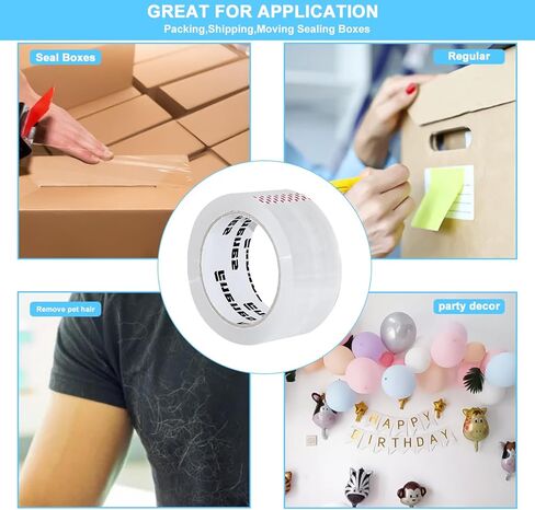 شريط تعبئة عالي التحمل 6 بكرات من Enenes، 2.7 مل 1.88 بوصة × 60 ياردة، شفاف للغاية ومصمم للتخزين والتعبئة والشحن والبريد (6 بكرات إجمالي 360 سنة) in Kuwait