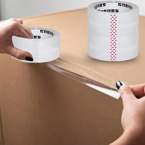 شريط تعبئة عالي التحمل 6 بكرات من Enenes، 2.7 مل 1.88 بوصة × 60 ياردة، شفاف للغاية ومصمم للتخزين والتعبئة والشحن والبريد (6 بكرات إجمالي 360 سنة) in Kuwait