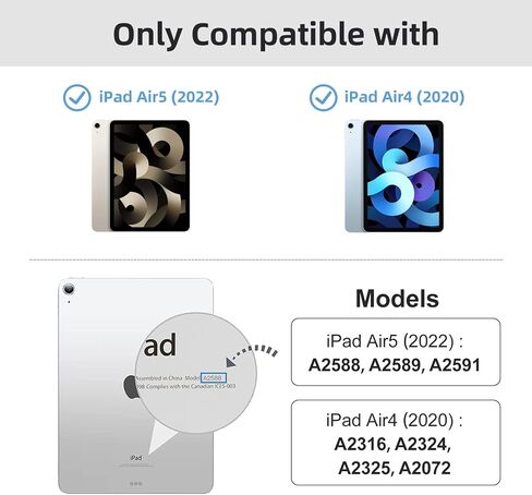 MYGROO for iPad Air 5th Generation case 2022, Air 4th Generation case, Tri-fold Smart Cover with Clear Shell,Auto Sleep and Wake,Slim and Lightweight,Misty Blue in Saudi Arabia