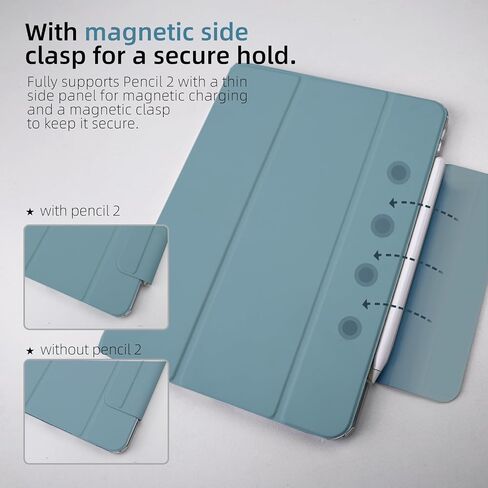 حافظة MYGROO لجهاز iPad Air الجيل الخامس 2022، حافظة Air الجيل الرابع، غطاء ذكي ثلاثي الطي مع غطاء شفاف، نوم واستيقاظ تلقائي، رفيع وخفيف الوزن، أزرق ضبابي in Kuwait