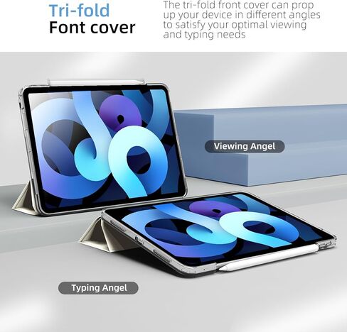 MYGROO for iPad Air 5th Generation case 2022, Air 4th Generation case, Tri-fold Smart Cover with Clear Shell,Auto Sleep and Wake,Slim and Lightweight,Misty Blue in Saudi Arabia