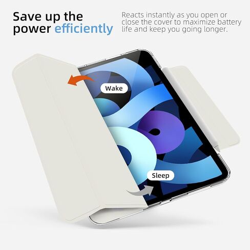 MYGROO for iPad Air 5th Generation case 2022, Air 4th Generation case, Tri-fold Smart Cover with Clear Shell,Auto Sleep and Wake,Slim and Lightweight,Misty Blue in Saudi Arabia