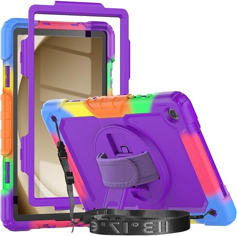 Herize Case Compatible with Galaxy Tab A9+ Plus 11 Inch Model SM-X210/X216/X218 with Screen Protector Pen Holder Stand Shoulder Strap Handle Grip | Black in Saudi Arabia