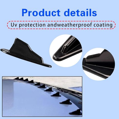 Flygun 10 PCS Car Shark Fin Tail Simulation Antenna, ABS Self-Adhesive EVO Style Anti-Static Roof Diffuser, Car Decoration Modification Accessories, Suitable for Most Cars and SUVs (Black #00) in Saudi Arabia