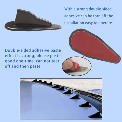 Flygun 10 PCS Car Shark Fin Tail Simulation Antenna, ABS Self-Adhesive EVO Style Anti-Static Roof Diffuser, Car Decoration Modification Accessories, Suitable for Most Cars and SUVs (Black #00) in Saudi Arabia