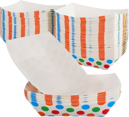 150 قطعة من قوارب الطعام الورقية سعة 3 رطل، صواني ورقية شديدة التحمل، زخارف منقط ناتشو للاستعمال مرة واحدة، قوارب تقديم لحفلات الامتياز، الناتشوز، البطاطس المقلية، النقانق، الفشار in Kuwait