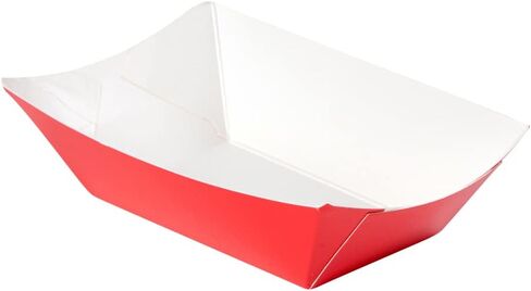 Restaurantware Bio Tek 6 Ounce Boat Paper Boats 50 Disposable #40 Food Trays - PE Lining Durable Red Paper Food Baskets For Concession Stands Picnics or Fairs Stackable in Saudi Arabia