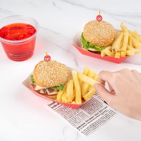 Restaurantware Bio Tek 6 Ounce Boat Paper Boats 50 Disposable #40 Food Trays - PE Lining Durable Red Paper Food Baskets For Concession Stands Picnics or Fairs Stackable in Saudi Arabia