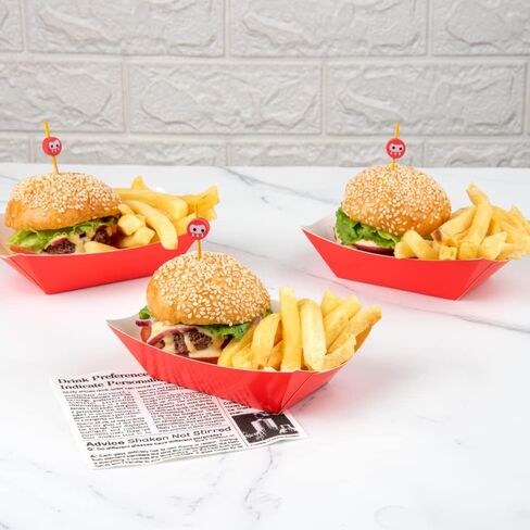Restaurantware Bio Tek 6 Ounce Boat Paper Boats 50 Disposable #40 Food Trays - PE Lining Durable Red Paper Food Baskets For Concession Stands Picnics or Fairs Stackable in Saudi Arabia