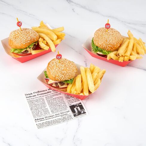 Restaurantware Bio Tek 6 Ounce Boat Paper Boats 50 Disposable #40 Food Trays - PE Lining Durable Red Paper Food Baskets For Concession Stands Picnics or Fairs Stackable in Saudi Arabia