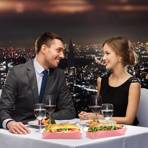 Rtteri 400 Pcs 2lb Paper Food Tray Disposable Food Boats Hot Dog Tray 7 Inch Nacho Trays Take out Food Serving Trays for French Fries, Tacos, Hot Dog, Corn, BBQ Festival Party Supplies (Pink) in Saudi Arabia