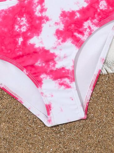 Milumia Girl's 3 Piece Tie Dye Halter Top Swimsuit Bathing Suits with Cover Up Skirt in Saudi Arabia
