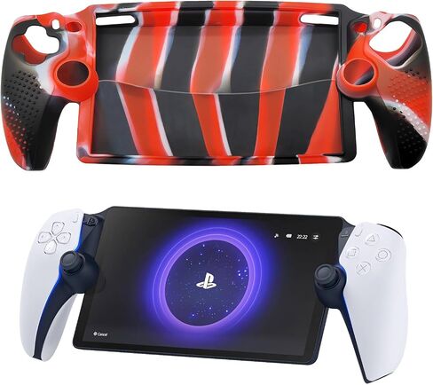 for PlayStation Portal Case Silicone Soft Case Stripes Shock-Absorption Anti-Fingerprint Scratch Resistant Camouflage Case for PS Portal Blue in Saudi Arabia