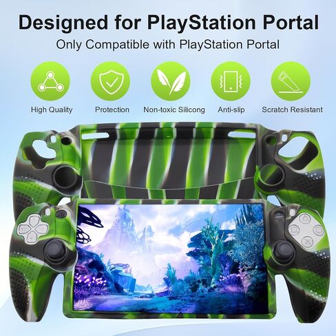 for PlayStation Portal Case Silicone Soft Case Stripes Shock-Absorption Anti-Fingerprint Scratch Resistant Camouflage Case for PS Portal Blue in Saudi Arabia