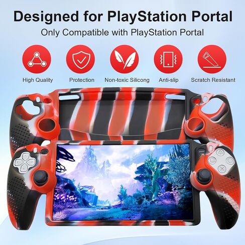 for PlayStation Portal Case Silicone Soft Case Stripes Shock-Absorption Anti-Fingerprint Scratch Resistant Camouflage Case for PS Portal Blue in Saudi Arabia