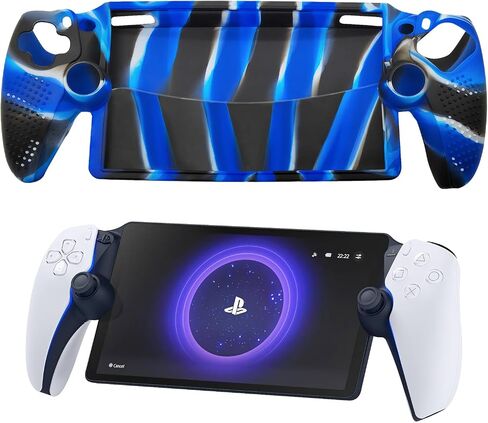 for PlayStation Portal Case Silicone Soft Case Stripes Shock-Absorption Anti-Fingerprint Scratch Resistant Camouflage Case for PS Portal Blue in Saudi Arabia