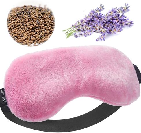 Umisleep Lavender Eye Mask, Aromatherapy Weighted Eye Mask for Dry Eyes, Sleep Mask for Men Women, Hot & Cold Therapy Eye Cover for Compression Pain Relief, Eye Pillow for Puffy Eyes, Sinus Pain-Pink in Saudi Arabia