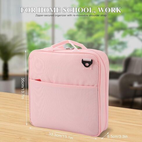 حافظة سحاب GXaryFulin مع حزام كتف ومقبض، 3 حلقات دائرية للوازم المكتبية والمدرسية، وردي in Kuwait