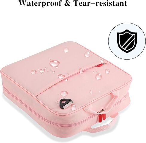 حافظة سحاب GXaryFulin مع حزام كتف ومقبض، 3 حلقات دائرية للوازم المكتبية والمدرسية، وردي in Kuwait