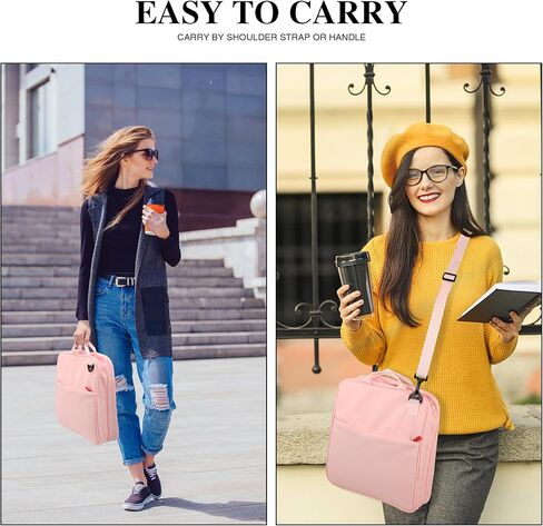 حافظة سحاب GXaryFulin مع حزام كتف ومقبض، 3 حلقات دائرية للوازم المكتبية والمدرسية، وردي in Kuwait