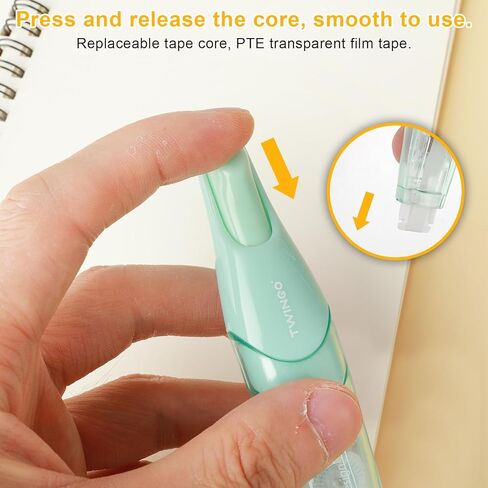 شريط تصحيح أبيض قابل لإعادة الملء من Bewudy، قلم تصحيح أبيض قابل للسحب مع عبوتين إضافيتين، 1/5 بوصة × 236 بوصة (5 مم × 6 م)، أداة توزيع على شكل قلم للوازم المدرسية المكتبية (أزرق وردي) in Kuwait