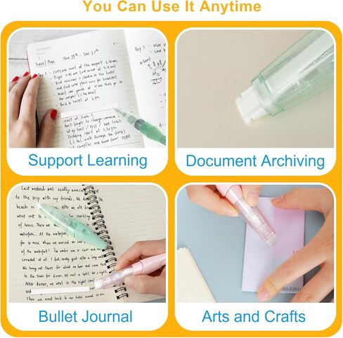 شريط تصحيح أبيض قابل لإعادة الملء من Bewudy، قلم تصحيح أبيض قابل للسحب مع عبوتين إضافيتين، 1/5 بوصة × 236 بوصة (5 مم × 6 م)، أداة توزيع على شكل قلم للوازم المدرسية المكتبية (أزرق وردي) in Kuwait