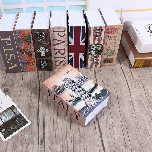 صندوق تخزين آمن لكتاب التحويل من تشيسيريس، كتاب قفل صندوق القاموس مع قفل مفتاح وحقيبة نقود مقاومة للحريق، كتاب تحويل مخفي آمن للمنزل والمكتب والسفر (نوع برج بيزا المائل) in Kuwait