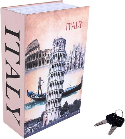 CHICIRIS Diversion Book Storage Box, Dictionary Box Lock Book with Key Lock and Fireproof Money Bag, Diversion Book Hidden for Home, Office, Travel (Pisa Leaning Tower Type) in Saudi Arabia