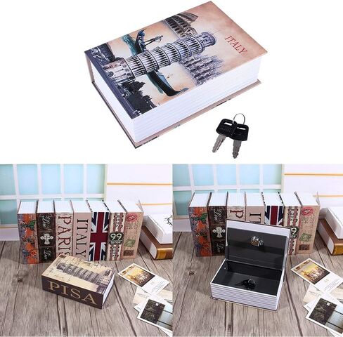 CHICIRIS Diversion Book Storage Box, Dictionary Box Lock Book with Key Lock and Fireproof Money Bag, Diversion Book Hidden for Home, Office, Travel (Pisa Leaning Tower Type) in Saudi Arabia