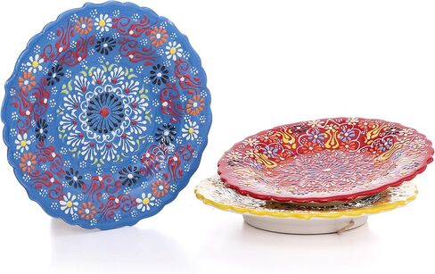 Ayennur Turkish Decorative Plates Set of 3-7.08 Inch(18cm) Handmade Ceramic for Wall Hanging Home Decor in Kuwait