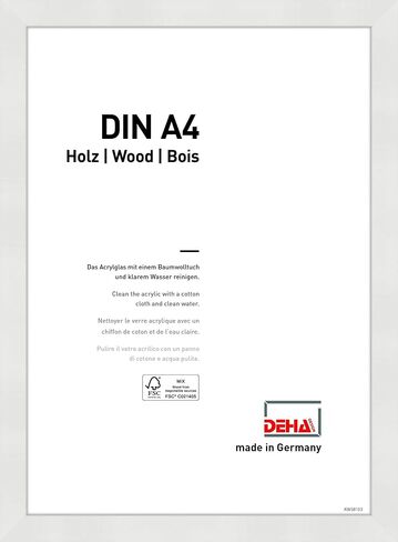 DEHA Design 16x20 Picture Frame Fontana White Wooden Frame with shatter resistant acrylic glass Horizontal and Vertical format for wall or tabletop with back easel in Saudi Arabia